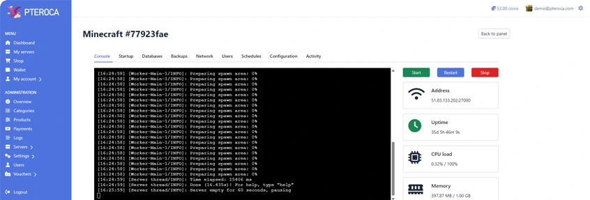 PteroCA.com Server Management Panel